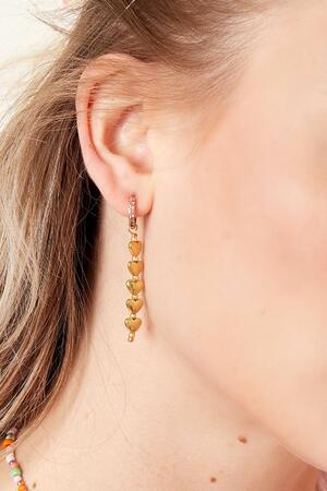 Boucles d'oreilles cinq coeurs - collection #summergirls Rose & Or Hématite h5 Image3